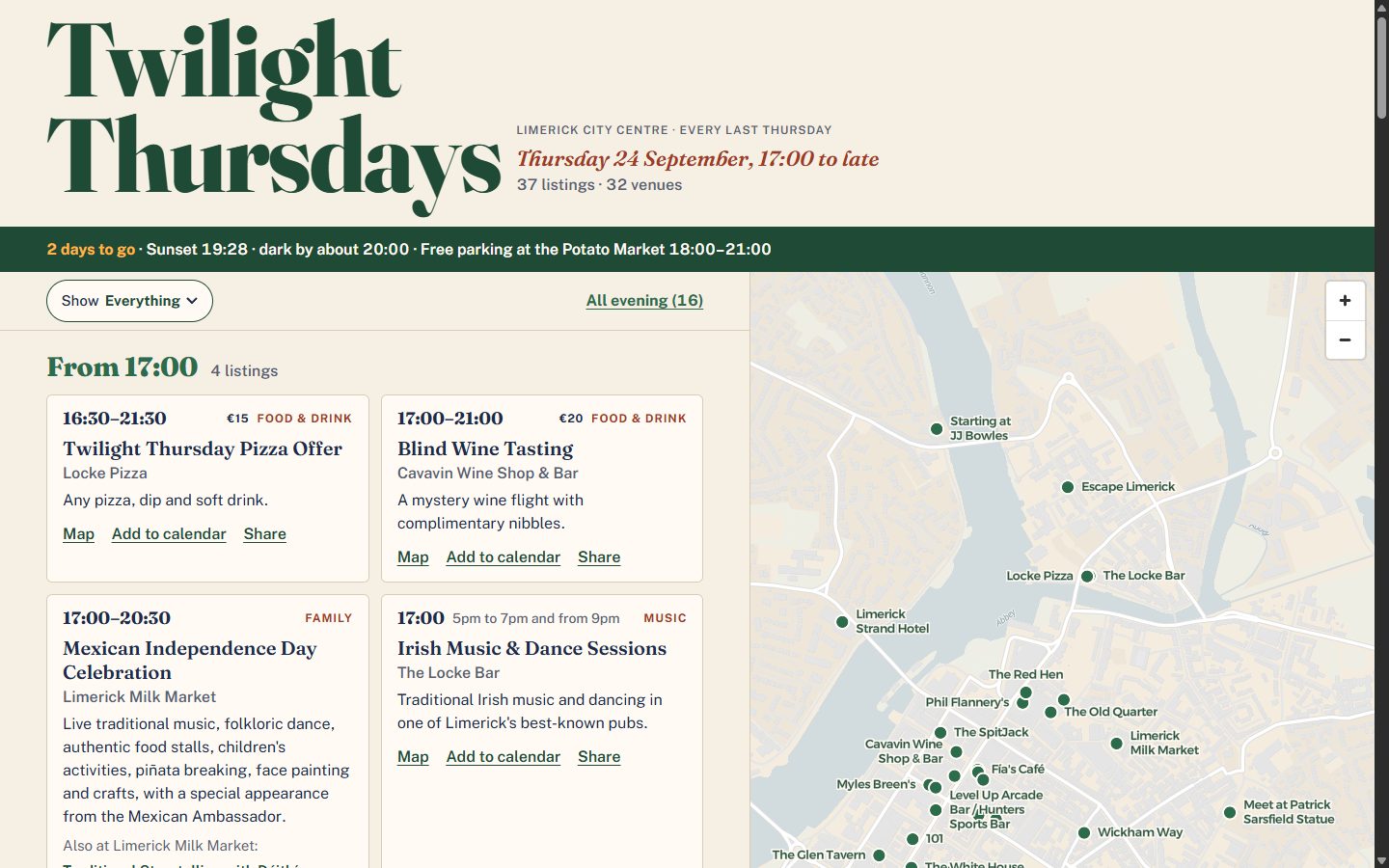 The first screen of twilightthursdays.ie